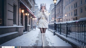 雪天街头少女