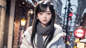 唯美雪中清纯美女