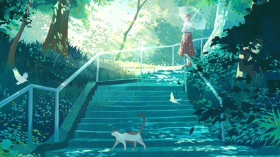 镶嵌在树影里的光斑