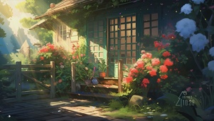 护眼阳光花园景色