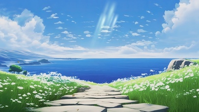 动漫AI治愈护眼插画