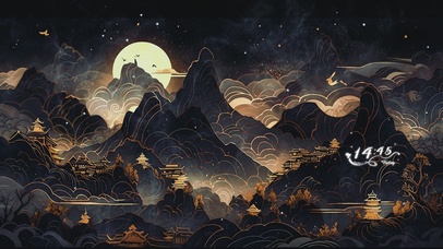 国潮插画黑金壁纸