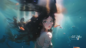AI动画水中女孩