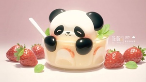 熊猫草莓布丁