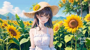 4K唯美向日葵少女