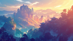 壮丽群山日出