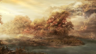 双屏 宋 佚名《江山秋色图》