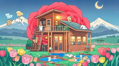 可爱鲜花线条狗