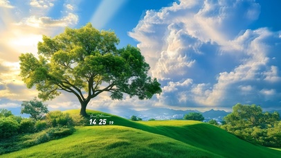 护眼户外蓝天绿树