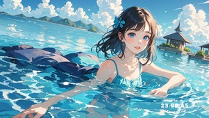 泳池少女