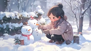 下雪天堆雪人