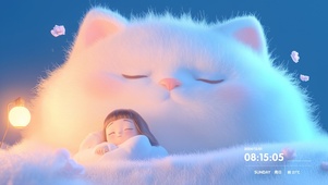 星夜暖光  猫咪高清壁纸