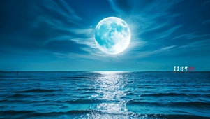 月下大海