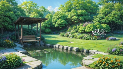 4K唯美治愈小溪庭院