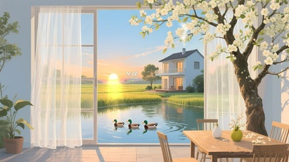 屋舍梨树花开 治愈