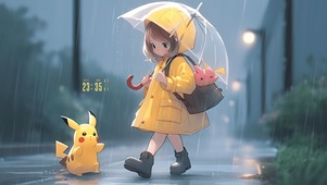 4K可爱治愈皮卡丘女孩