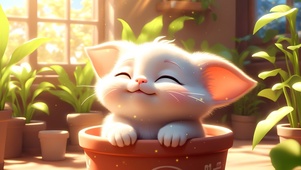 沐浴阳光的猫咪