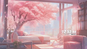 樱花树下景色