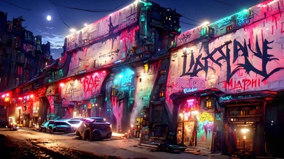 唯美炫酷赛博城市街道