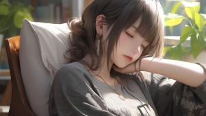 打瞌睡的女孩