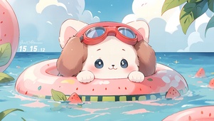 游泳的狗狗
