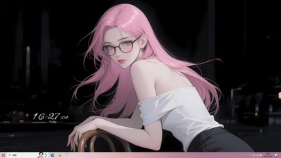 纯欲粉发眼镜美女