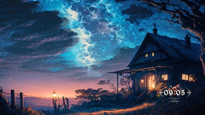 4k夜晚星光小屋