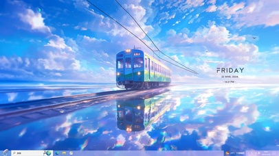 动漫风景主题 水上列车