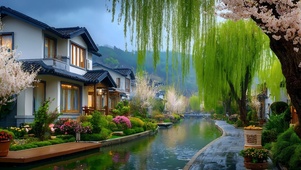 护眼江南湖畔房屋