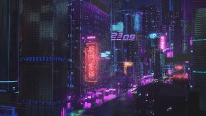 霓虹灯城市交通之夜