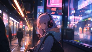 车站粉发女孩