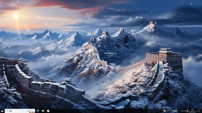 4K日出万里长城雪景主题