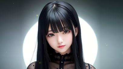 可爱治愈黑发女神