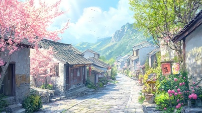 春日里的浪漫古镇