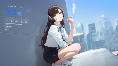 唯美天台抽烟少女