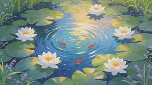 锦鲤映清荷，万事皆顺遂