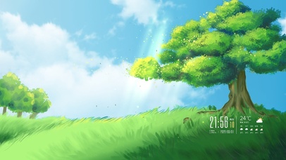 唯美治愈蓝天白云草地