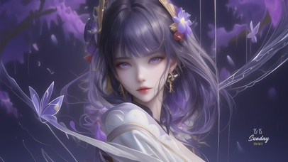 可爱紫色头发美女