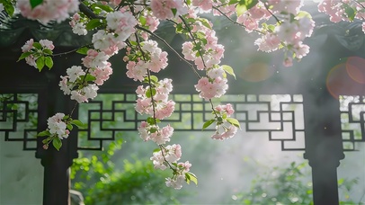 清新护眼浪漫国风庭院