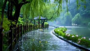 4k雨天小路