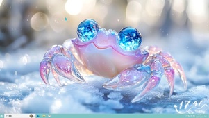 冰面上的晶莹小螃蟹