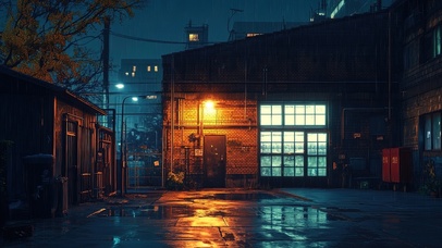 静谧冷色城市雨夜