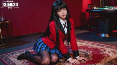 AIcos跪坐黑丝JK长腿美女