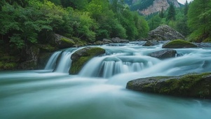 治愈小溪瀑布风景