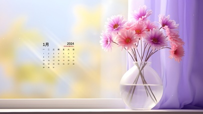 简约文艺花开富贵插花（日历）