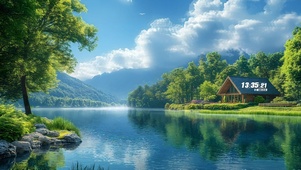 户外护眼湖泊小屋