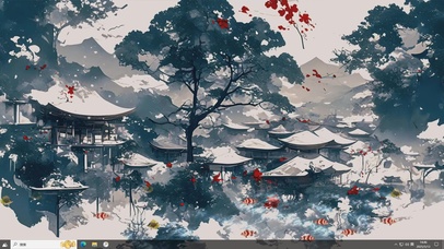 梦幻雪景AI插画-桌面主题