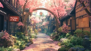樱花拱门花园小镇