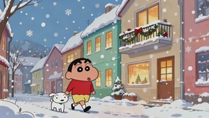 可爱雪中漫步小新