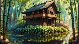 竹林里的古风小屋